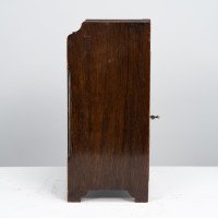 An Anglo-Japanese Carved Oak Mantel Clock with Hand Painted Blue Floral Dial - Thumbnail 4