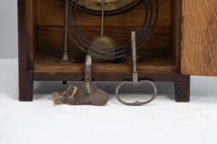 An Anglo-Japanese Carved Oak Mantel Clock with Hand Painted Blue Floral Dial - Thumbnail 12