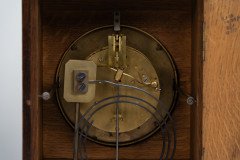 An Anglo-Japanese Carved Oak Mantel Clock with Hand Painted Blue Floral Dial - Thumbnail 9