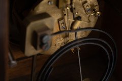 An Anglo-Japanese Carved Oak Mantel Clock with Hand Painted Blue Floral Dial - Thumbnail 13