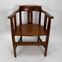 Shapland & Petter. A Set of Eight Arts & Crafts Oak Armchairs with Shaped Headrest & Seats - Thumbnail 2