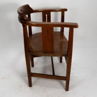Shapland & Petter. A Set of Eight Arts & Crafts Oak Armchairs with Shaped Headrest & Seats - Thumbnail 3
