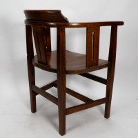 Shapland & Petter. A Set of Eight Arts & Crafts Oak Armchairs with Shaped Headrest & Seats - Thumbnail 4