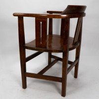 Shapland & Petter. A Set of Eight Arts & Crafts Oak Armchairs with Shaped Headrest & Seats - Thumbnail 6