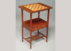 E W Godwin for William Watt. An early mahogany and inlaid single drawer chess table - Thumbnail 1
