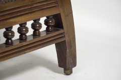 Aesthetic Movement Walnut Library Armchair with a Curvaceous Back & Good Leather Upholstery - Thumbnail 9