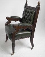 George Edmund Street. A Gothic Revival oak armchair designed for the Judges for The Royal Courts of Justice - Thumbnail 2