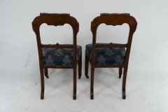 A Set of Four Aesthetic Movement Oak Dining Chairs with Carved Decoration - Thumbnail 4