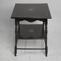 Aesthetic Movement Rosewood Two-Tier Side Table Inlaid with Floral Decoration - Thumbnail 2