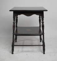Aesthetic Movement Rosewood Two-Tier Side Table Inlaid with Floral Decoration - Thumbnail 3