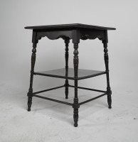 Aesthetic Movement Rosewood Two-Tier Side Table Inlaid with Floral Decoration - Thumbnail 4