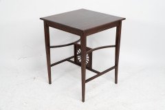 Aesthetic Movement Side Table with Sunflower & Curved & Straight Side Stretchers - Thumbnail 5