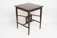 Aesthetic Movement Side Table with Sunflower & Curved & Straight Side Stretchers - Thumbnail 7