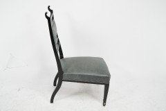 An Anglo-Japanese Ebonised Side or Nursing Chair with Green Hide Upholstery - Thumbnail 3
