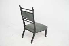 An Anglo-Japanese Ebonised Side or Nursing Chair with Green Hide Upholstery - Thumbnail 24