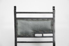 An Anglo-Japanese Ebonised Side or Nursing Chair with Green Hide Upholstery - Thumbnail 7