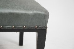 An Anglo-Japanese Ebonised Side or Nursing Chair with Green Hide Upholstery - Thumbnail 15