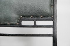 An Anglo-Japanese Ebonised Side or Nursing Chair with Green Hide Upholstery - Thumbnail 11