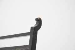 An Anglo-Japanese Ebonised Side or Nursing Chair with Green Hide Upholstery - Thumbnail 9
