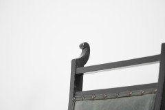 An Anglo-Japanese Ebonised Side or Nursing Chair with Green Hide Upholstery - Thumbnail 8