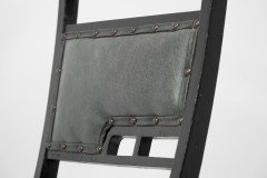 An Anglo-Japanese Ebonised Side or Nursing Chair with Green Hide Upholstery - Thumbnail 12