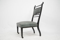 An Anglo-Japanese Ebonised Side or Nursing Chair with Green Hide Upholstery - Thumbnail 22