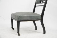 An Anglo-Japanese Ebonised Side or Nursing Chair with Green Hide Upholstery - Thumbnail 23