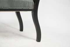 An Anglo-Japanese Ebonised Side or Nursing Chair with Green Hide Upholstery - Thumbnail 19
