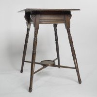 An Aesthetic Movement Side Table with Scroll Supports Stood on Ring Turned Legs - Thumbnail 2