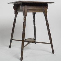 An Aesthetic Movement Side Table with Scroll Supports Stood on Ring Turned Legs - Thumbnail 3