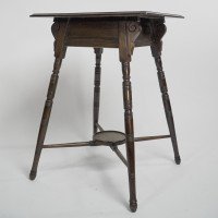 An Aesthetic Movement Side Table with Scroll Supports Stood on Ring Turned Legs - Thumbnail 4