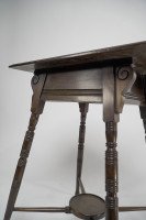 An Aesthetic Movement Side Table with Scroll Supports Stood on Ring Turned Legs - Thumbnail 7