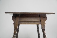 Aesthetic Movement Side Table with Scroll Supports Stood on Ring Turned Legs - Thumbnail 8