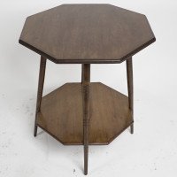 Collinson & Lock, attributed. An Aesthetic Movement Octogonal Two-tier Table on Splayed Ring Turn Legs - Thumbnail 2