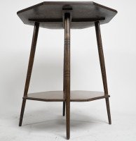 Collinson & Lock, attributed. An Aesthetic Movement Octogonal Two-tier Table on Splayed Ring Turn Legs - Thumbnail 3