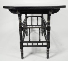 Gillows, attributed. An Aesthetic Movement Oblong Ebonized Walnut Centre Table with Guilded Highlights - Thumbnail 3