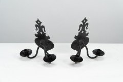 Alfred Bucknell. Rare Pair of Arts & Crafts Museum Quality Steel Wall Sconces - Thumbnail 2