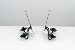 Alfred Bucknell. Rare Pair of Arts & Crafts Museum Quality Steel Wall Sconces - Thumbnail 3