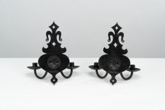 Alfred Bucknell. Rare Pair of Arts & Crafts Museum Quality Steel Wall Sconces - Thumbnail 4