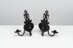 Alfred Bucknell. Rare Pair of Arts & Crafts Museum Quality Steel Wall Sconces - Thumbnail 5