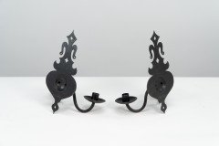 Alfred Bucknell. Rare Pair of Arts & Crafts Museum Quality Steel Wall Sconces - Thumbnail 6