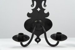Alfred Bucknell. A Rare Pair of Arts & Crafts Museum Quality Steel Wall Sconces - Thumbnail 9