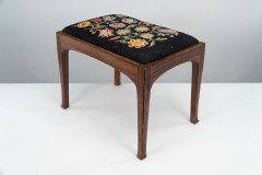 Edward Barnsley. A Cotswold School Arts & Crafts Handmade Walnut Stool Retaining the Original Tapestry Seat - Thumbnail 3