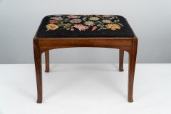 Edward Barnsley. A Cotswold School Arts & Crafts Handmade Walnut Stool Retaining the Original Tapestry Seat - Thumbnail 6