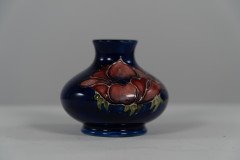 William Moorcroft. A Small Anemone Blue Vase Signed H M Made in England - Thumbnail 6