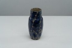 Royal Doulton Signed M. B. "Mary Butter". Arts & Crafts Flowing Floral Blue Vase - Thumbnail 2