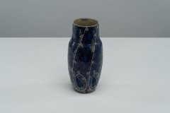 Royal Doulton Signed M. B. "Mary Butter". Arts & Crafts Flowing Floral Blue Vase - Thumbnail 3