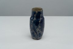 Royal Doulton Signed M. B. "Mary Butter". Arts & Crafts Flowing Floral Blue Vase - Thumbnail 5