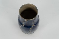 Royal Doulton Signed M. B. "Mary Butter". Arts & Crafts Flowing Floral Blue Vase - Thumbnail 6