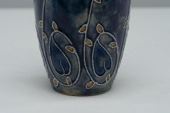 Royal Doulton Signed M. B. "Mary Butter". Arts & Crafts Flowing Floral Blue Vase - Thumbnail 9
